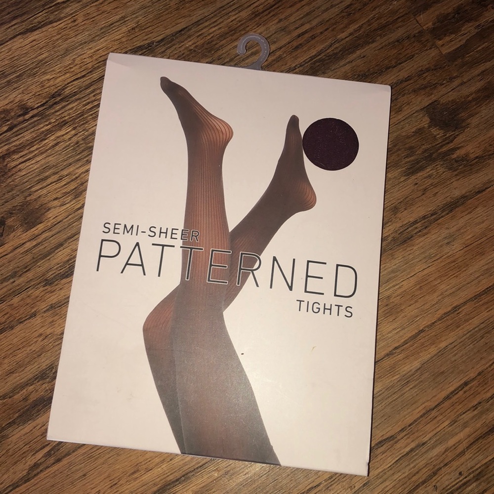 Burgundy Semi Sheer Patterned Tights
